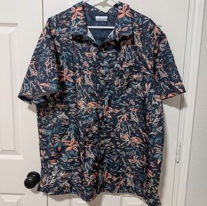 Columbia Navy/Neon Tiki Short Sleeve PFG Shirt